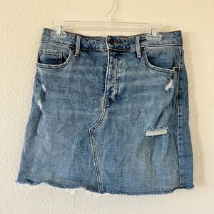 Old Navy Medium Wash Denim Midi Raw Hem Pencil Skirt Womens 10